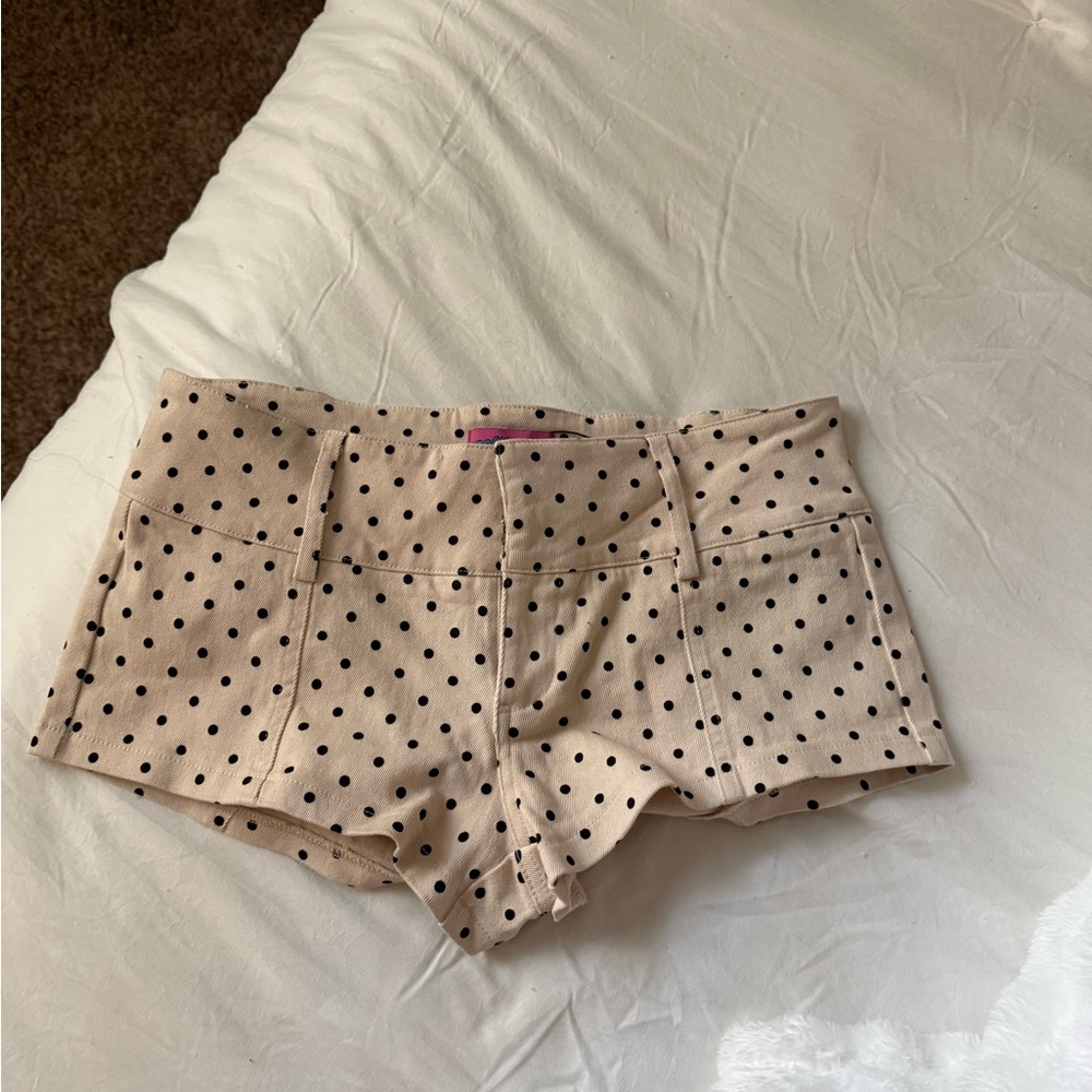 Edikted Cream Polka Dot micro shorts
